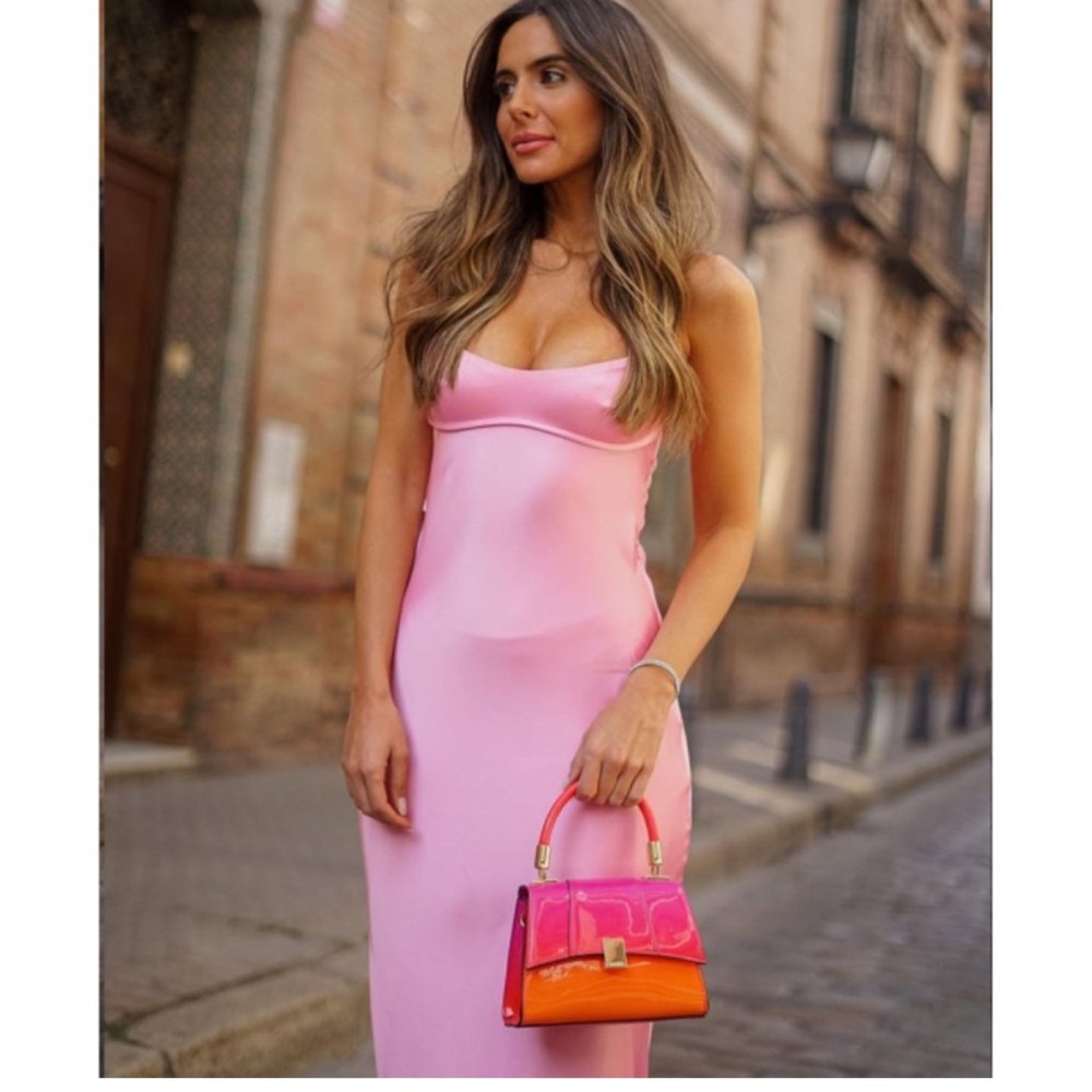 BLOGGER'S FAVE! Zara Pink Satin Effect Cut Out Dress NWT